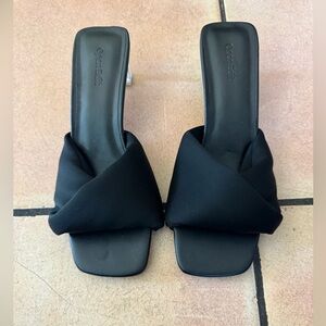 Open Edit Black Slide Sandals
